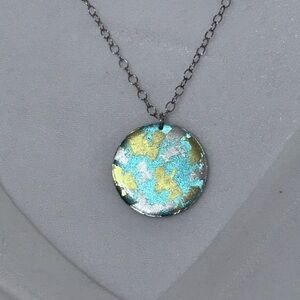 Silpada Handcrafted Turquoise & Gold Round Pendant Necklace, new
